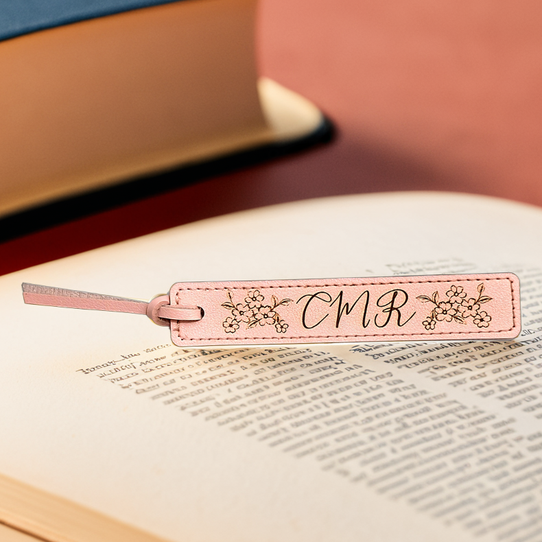 Engraved leather bookmark gift for bookworms