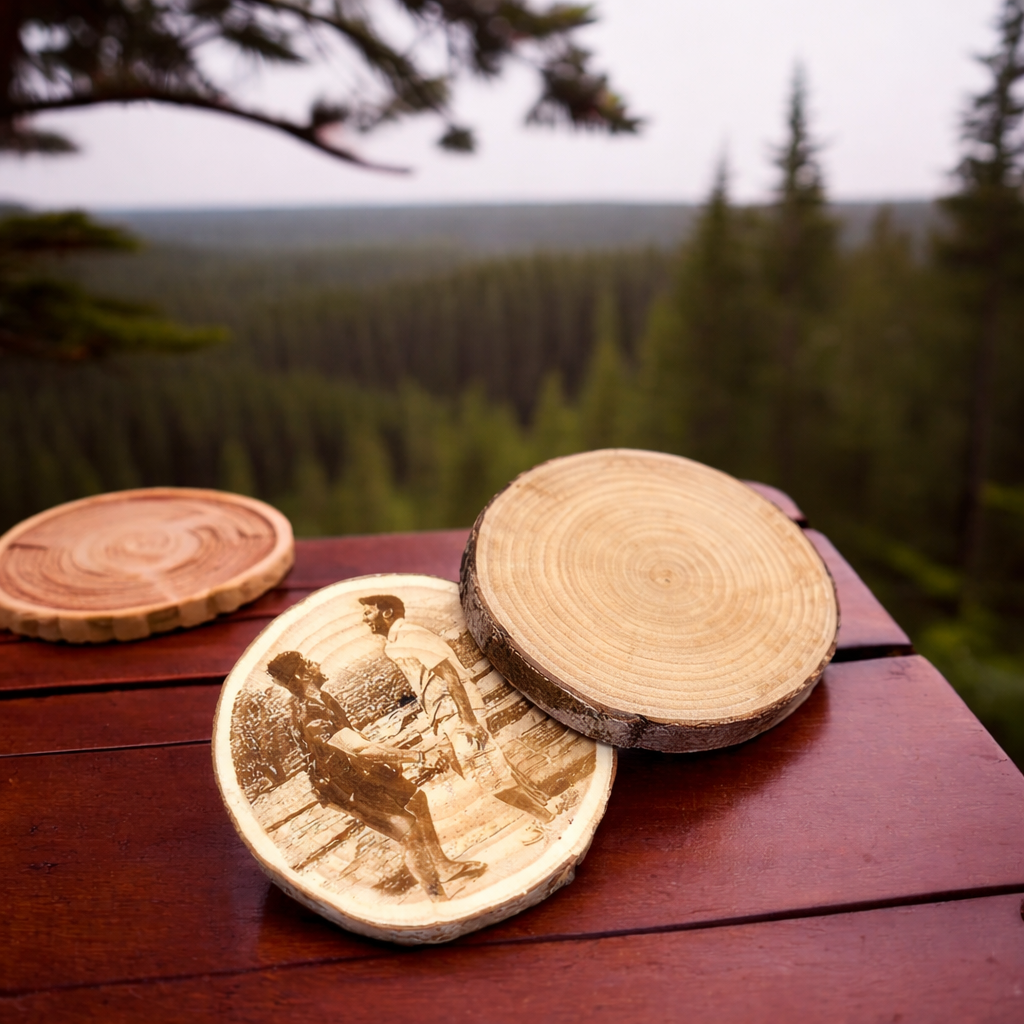 Wood Coasters Engraved W/ Your Custom Photo
