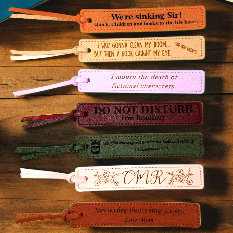 Personalized PU leather bookmark in multiple colors