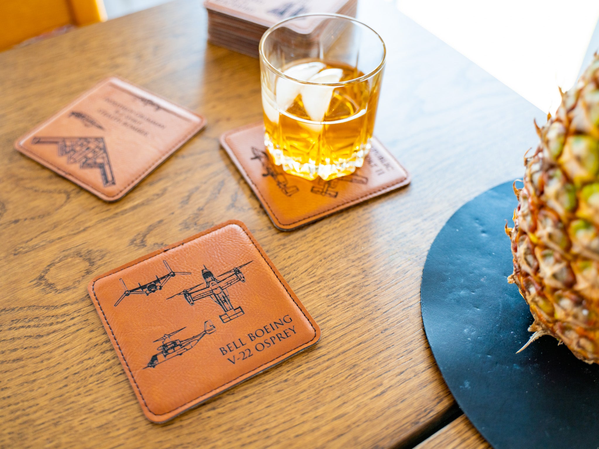Aviation leatherette coasters