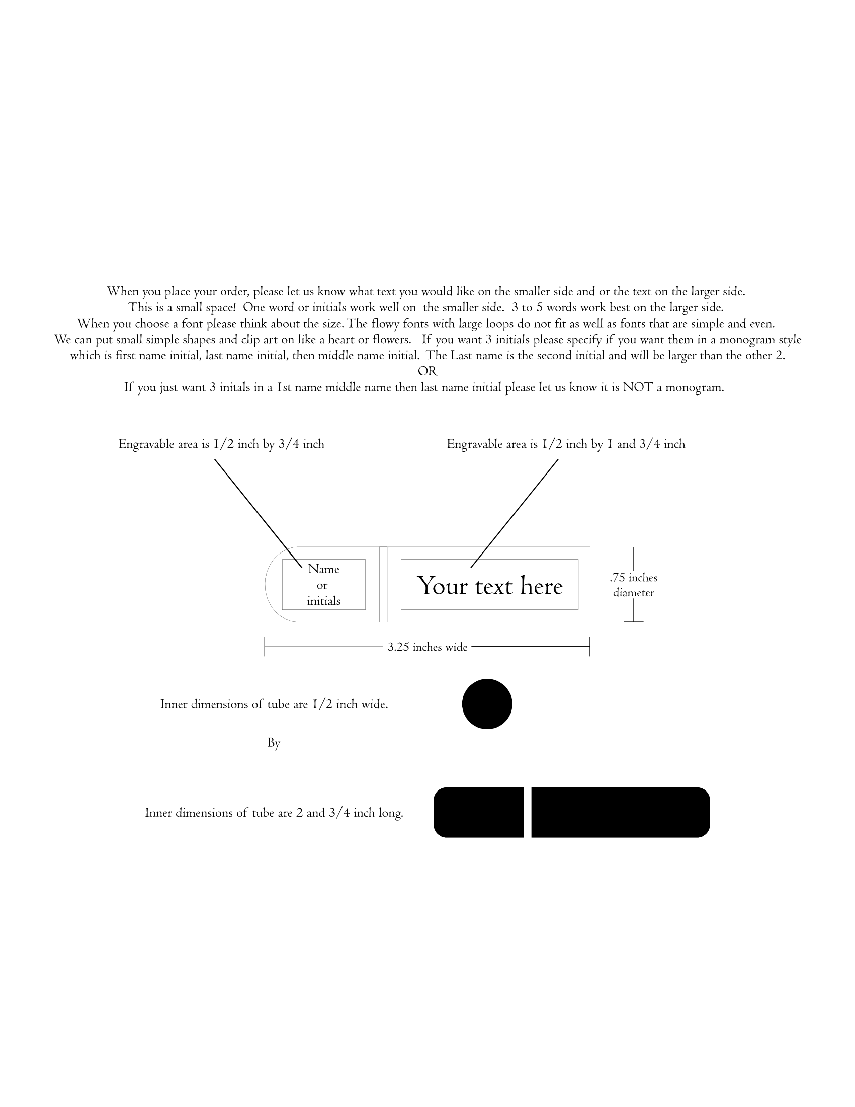 Engraved needle holder Size and Custom text guide