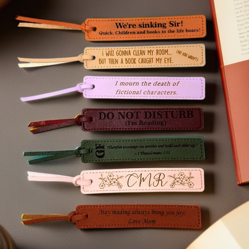 Personalized PU leather bookmark in multiple colors