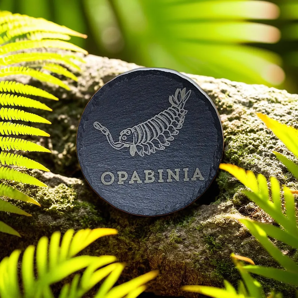 Black slate coasters with trilobite and anomalocaris artwork