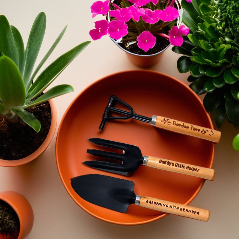 Custom engraved 3-piece garden tool set for kids