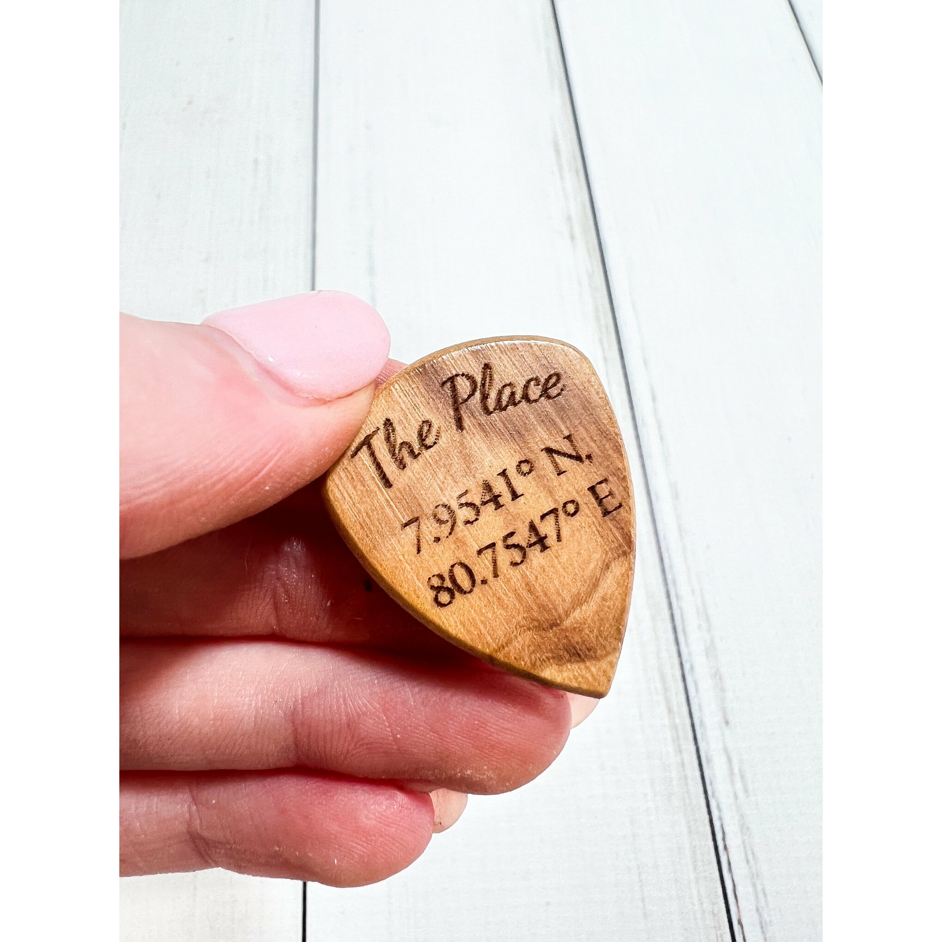 Personalized Guitar Pick Holder Keychain With Custom Wooden Guitar Pick
