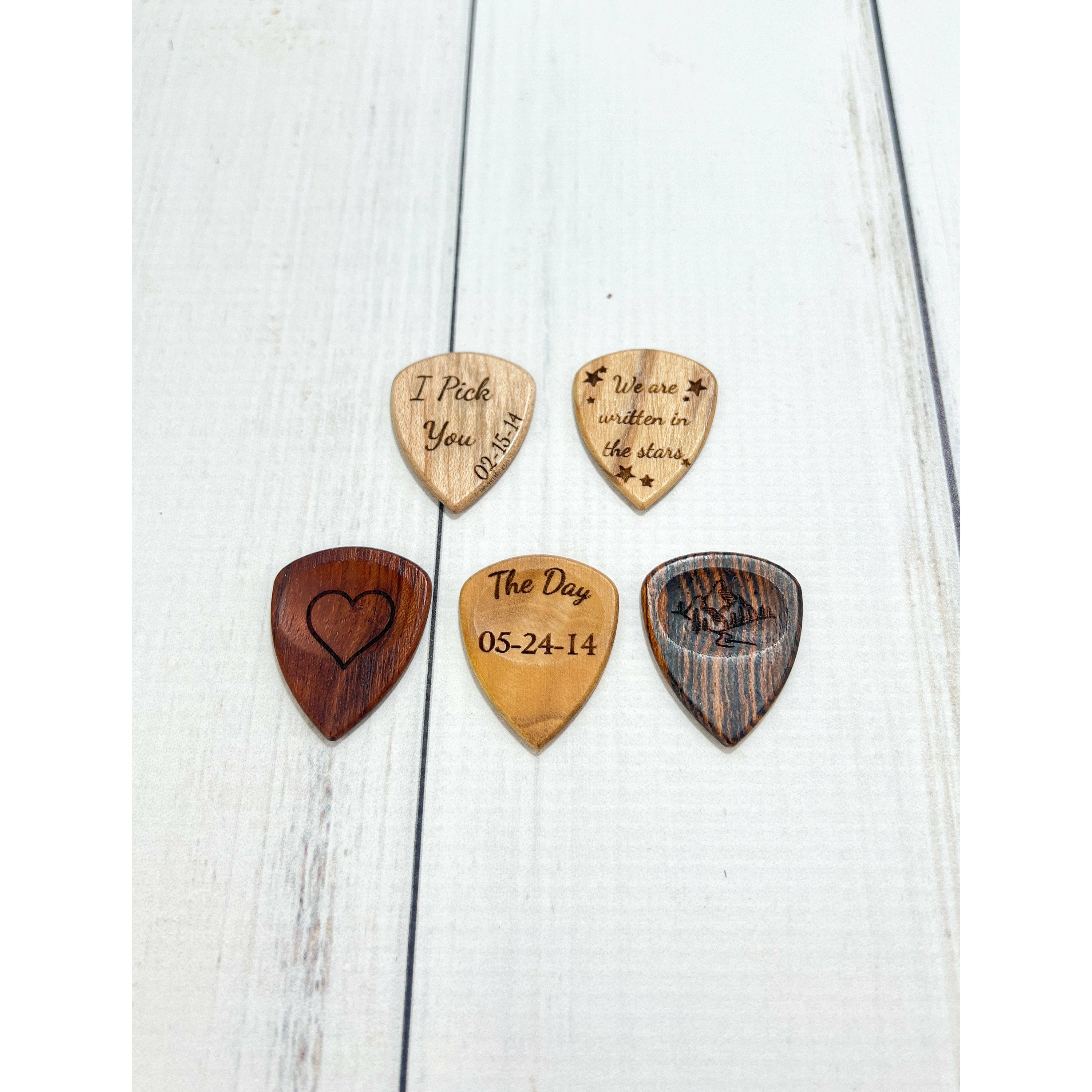Personalized Guitar Pick Holder Keychain With Custom Wooden Guitar Pick
