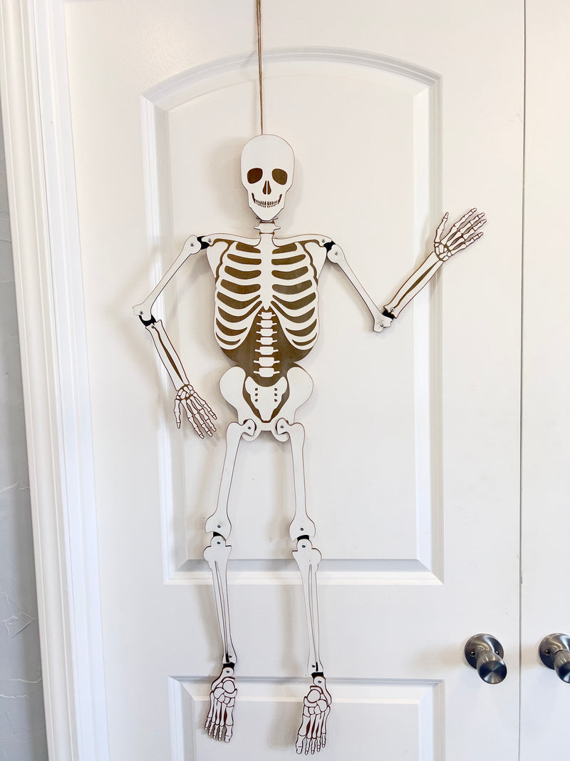 3.5 ft Posable Wooden Skeleton Halloween Decoration