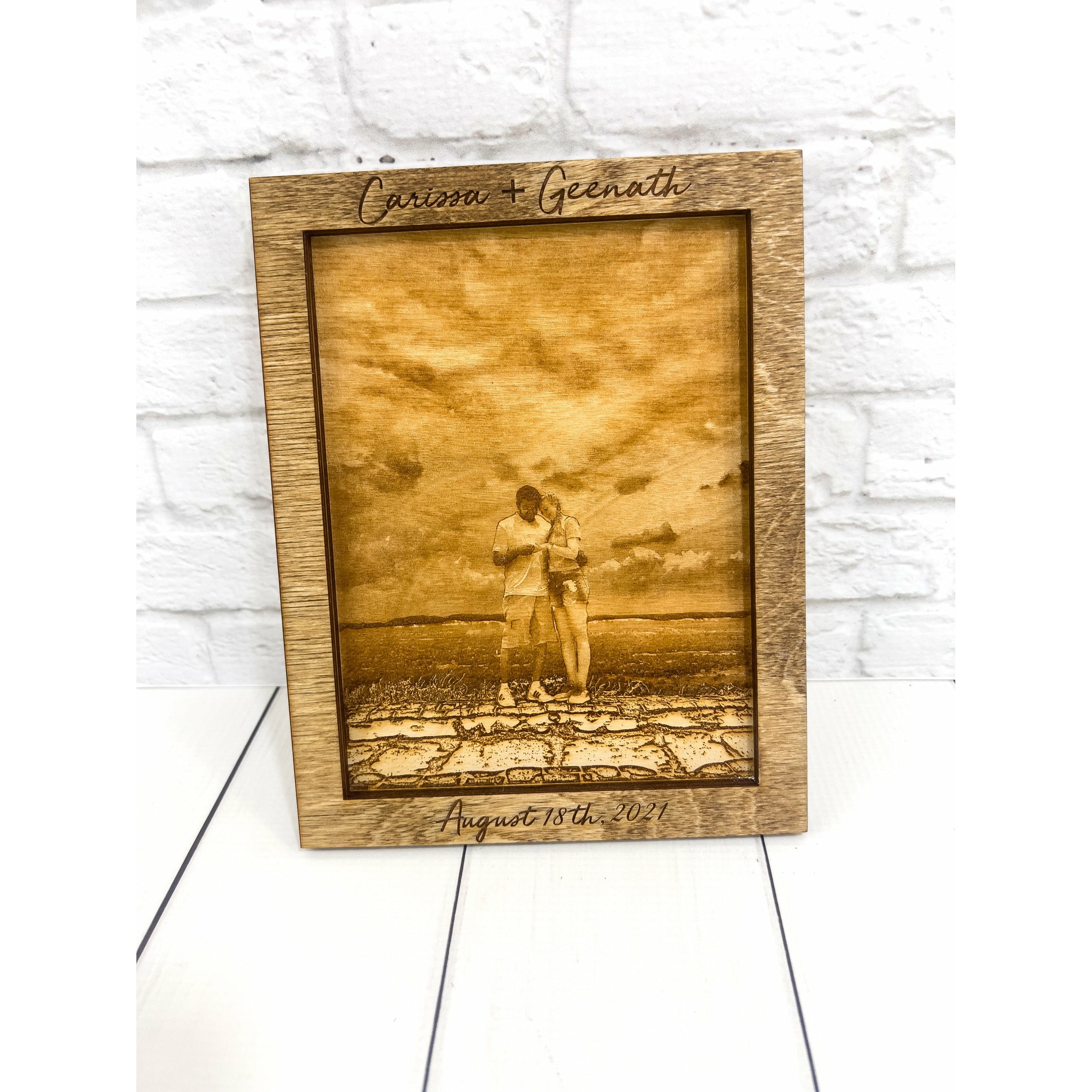 Custom Wood Engraved Photo Portrait With Personalized Frame