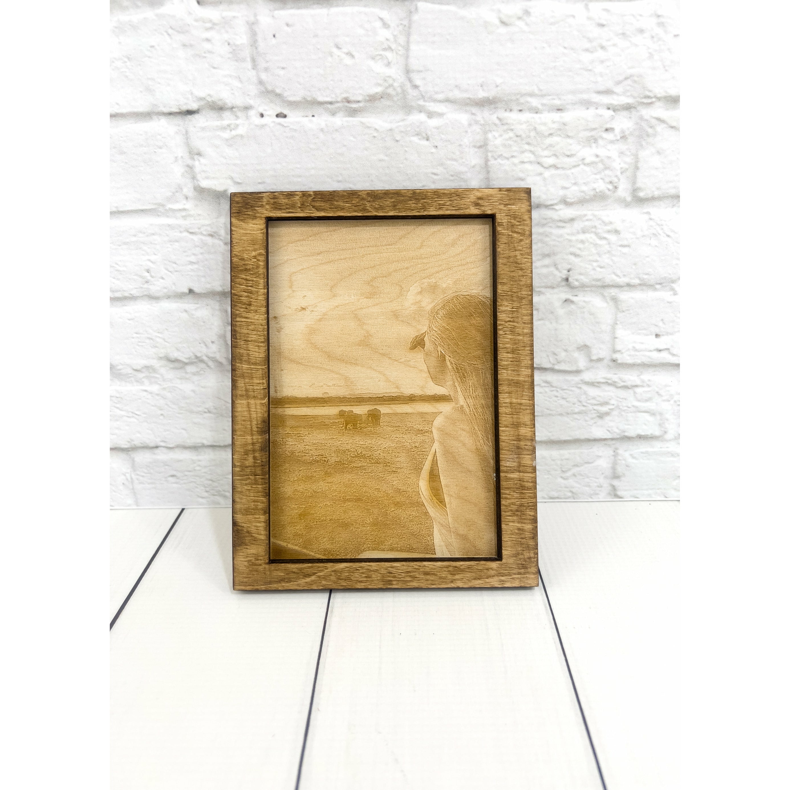 Custom Wood Engraved Photo Portrait With Personalized Frame