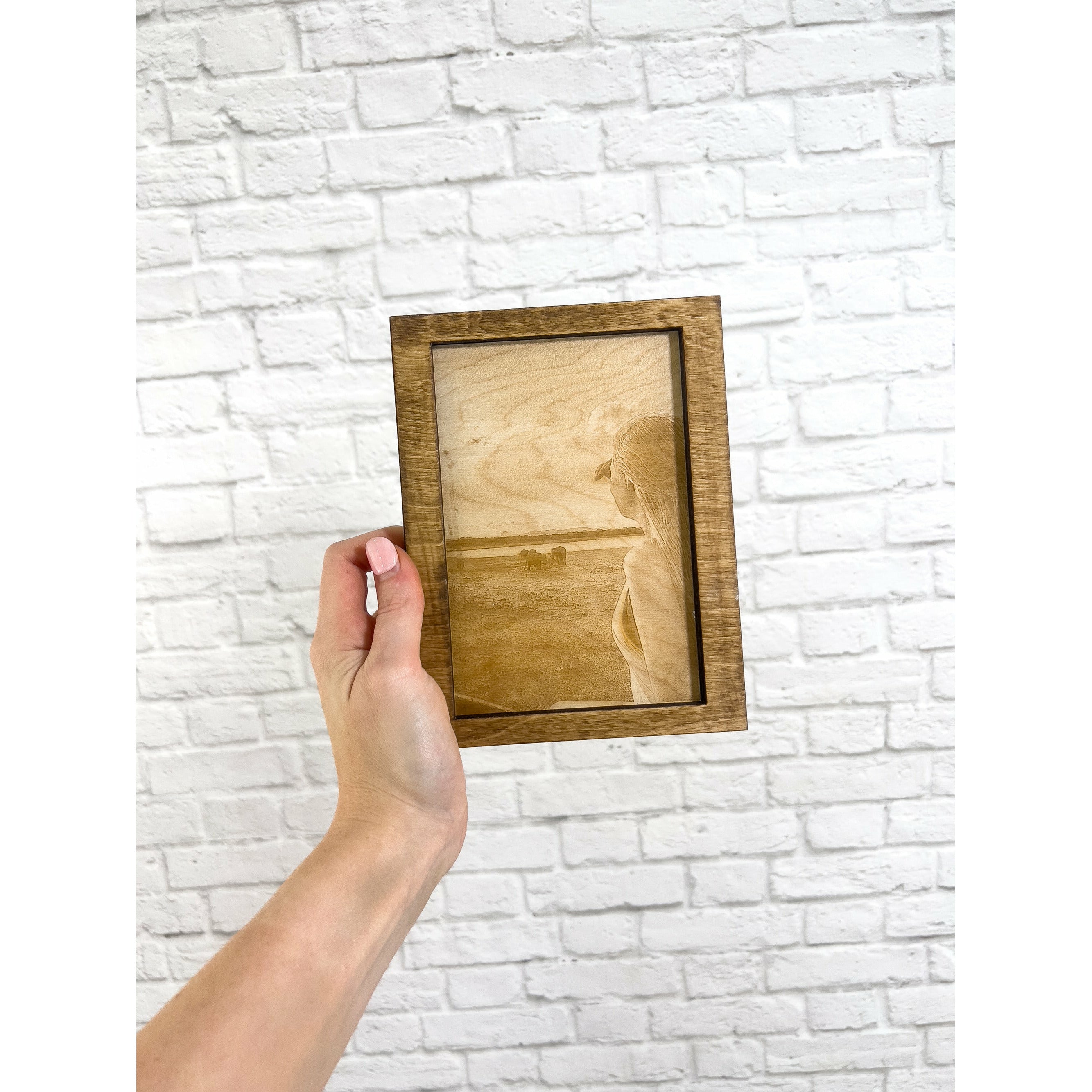 Custom Wood Engraved Photo Portrait With Personalized Frame