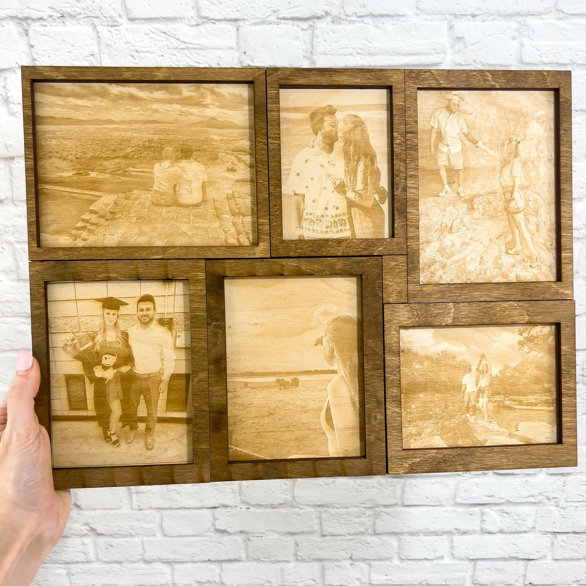 Custom Wood Engraved Photo Collage
