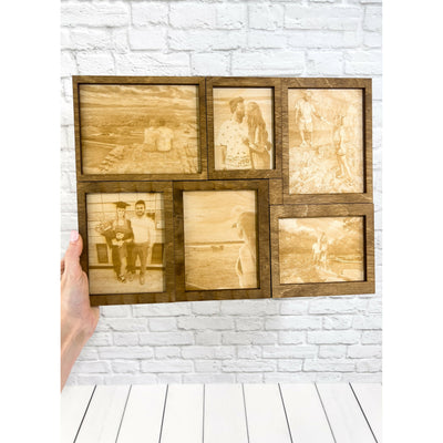 Custom Wood Engraved Photo Collage