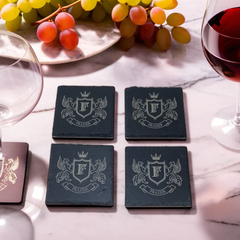 Custom Royal Crest Slate Coasters