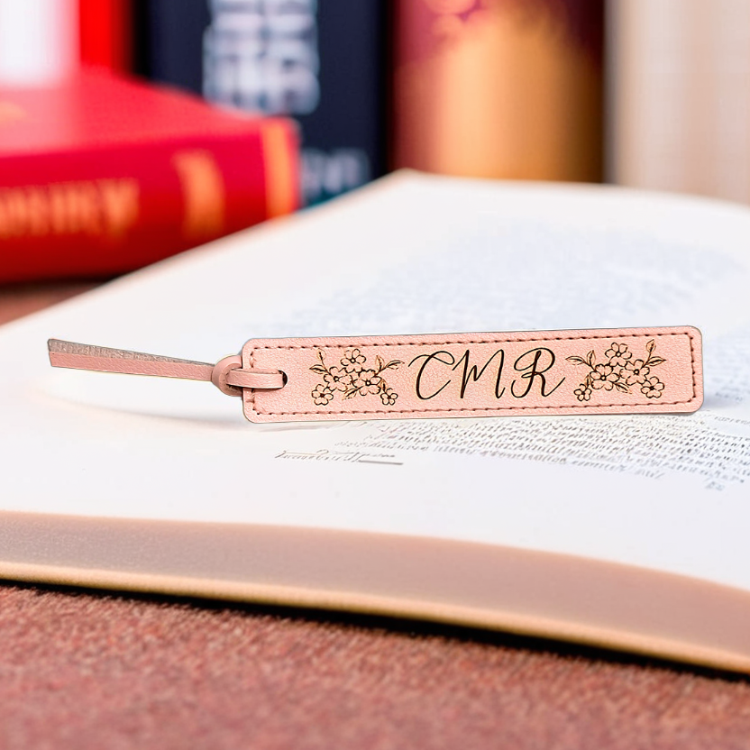 Custom bookmark with engraved message on book page