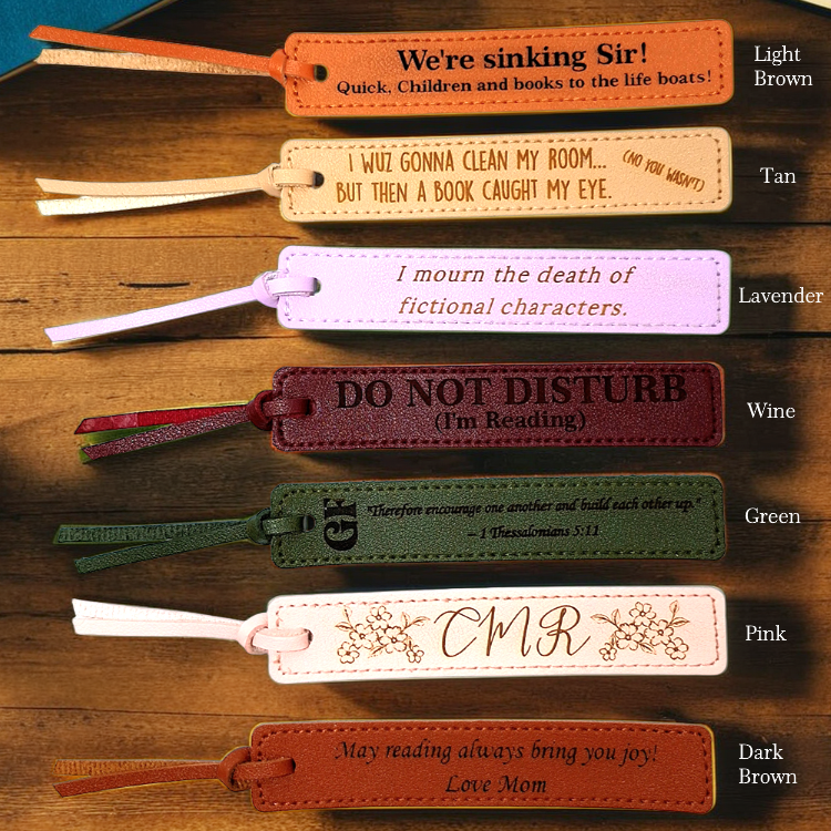 Personalized PU leather bookmark in multiple colors