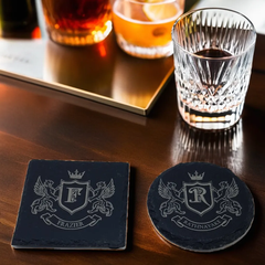 Custom Royal Crest Slate Coasters