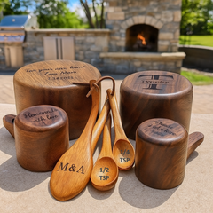 Personalized Wooden Measuring Cups and spoons set
