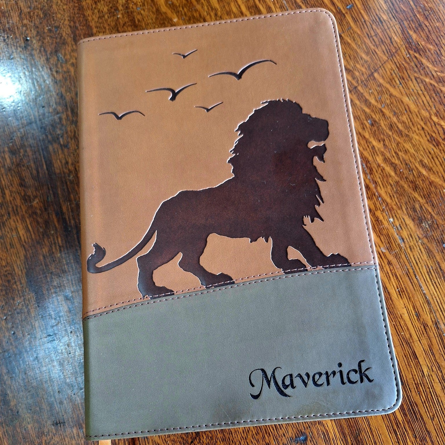 Custom engraved children’s KJV Bible with lion design
