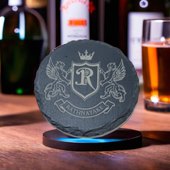 Custom Royal Crest Slate Coasters