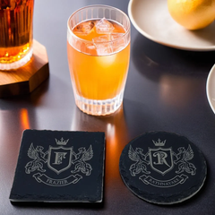 Custom Royal Crest Slate Coasters