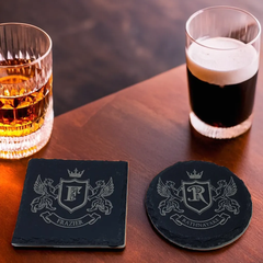 Custom Royal Crest Slate Coasters