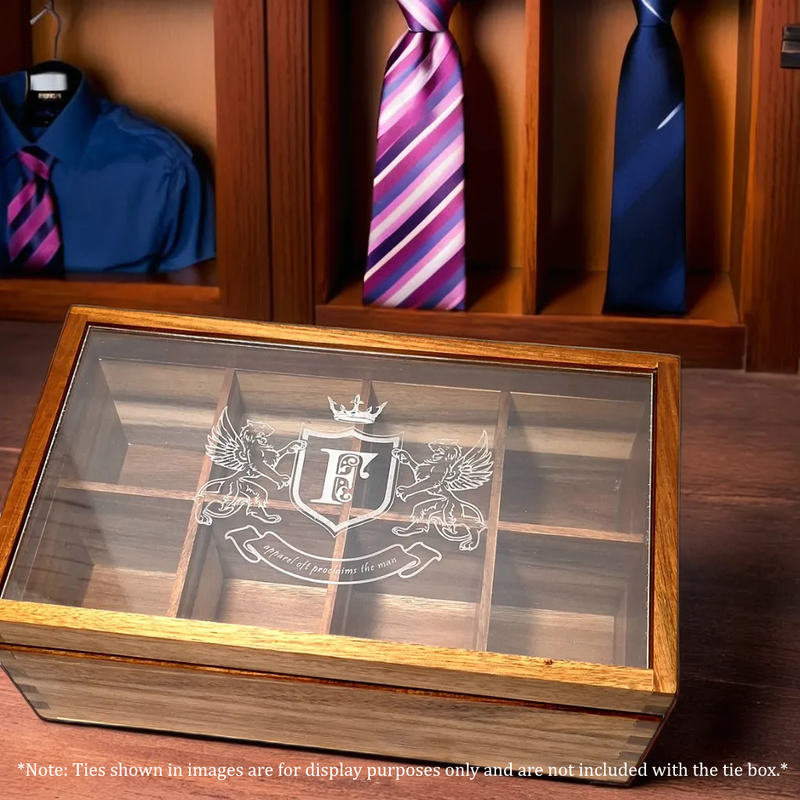 Personalized Acacia Wood Tie Box