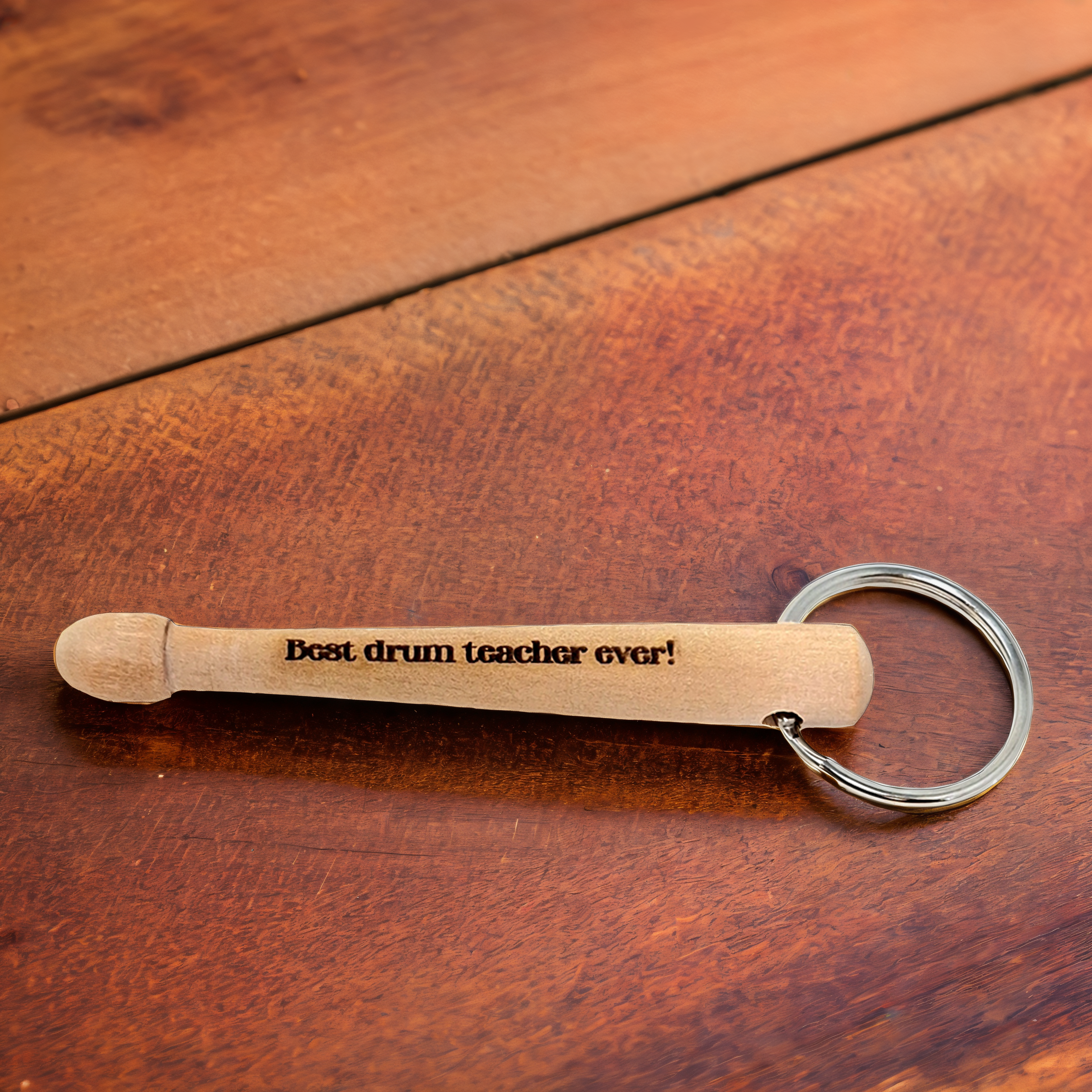 Engraved wooden drumstick keychain gift for drummers