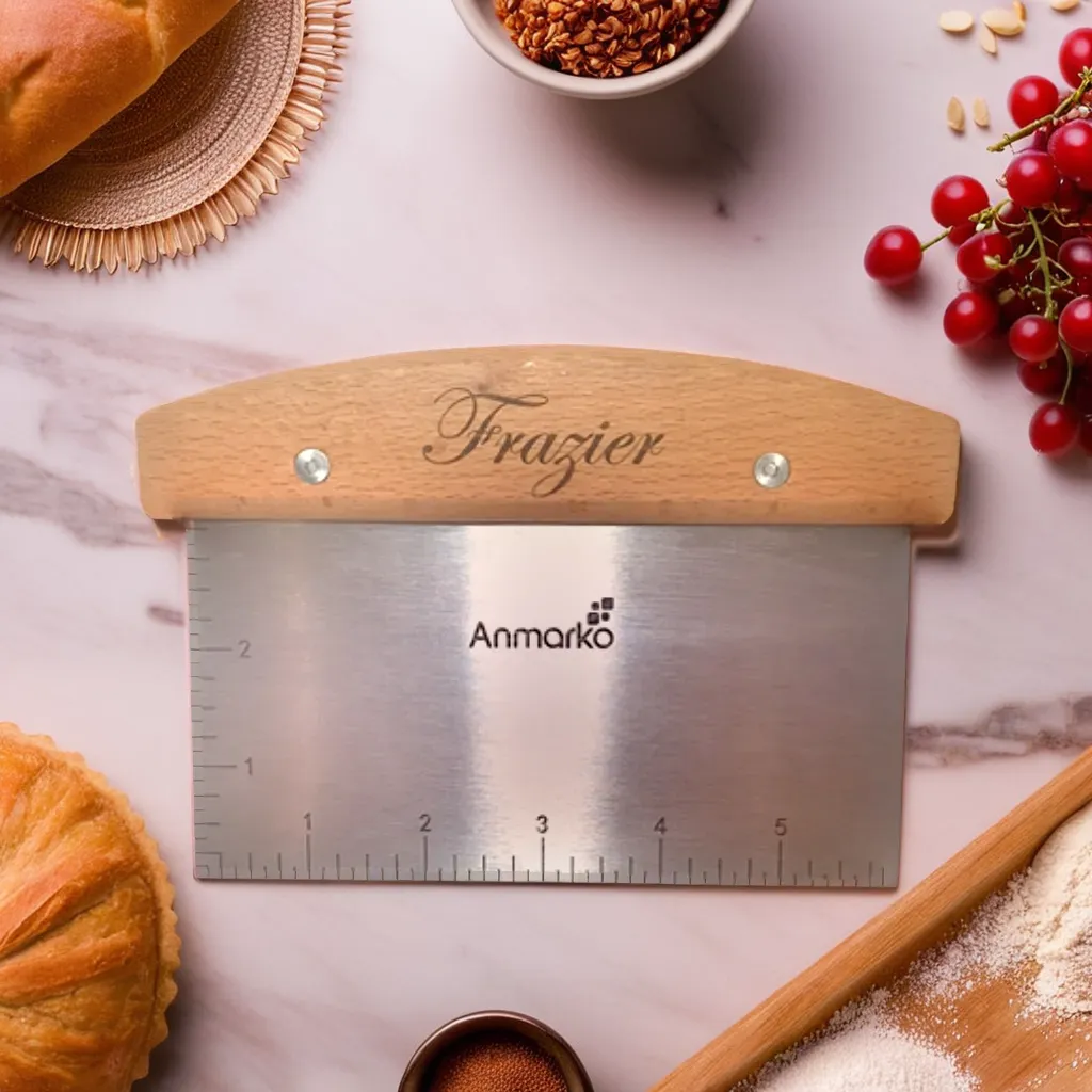 Stainless steel dough cutter with personalized handle