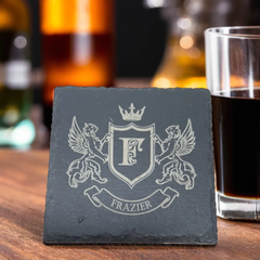 Custom Royal Crest Slate Coasters