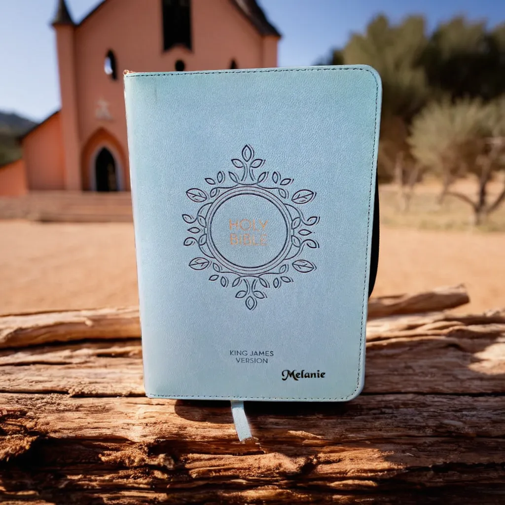 Personalized faux leather Bible with compact design