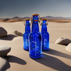Personalized 16 oz Blue Glass Water Bottle