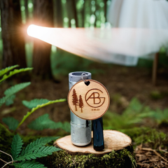 Silver Flashlights With Personalized Wooden Tag