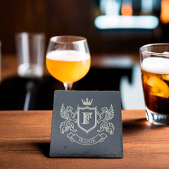 Custom Royal Crest Slate Coasters