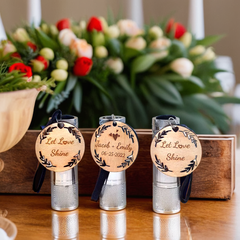 Silver Flashlights With Personalized Wooden Tag