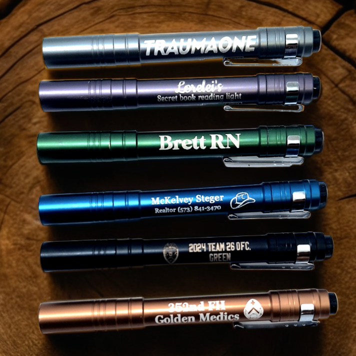 Multi-Color Laser engraved pen light for professionals