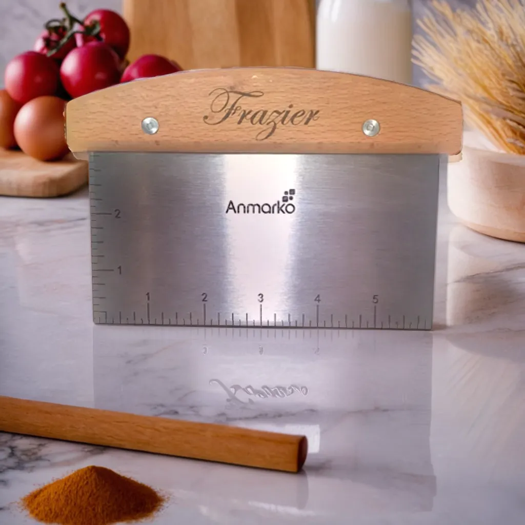 Stainless steel dough cutter with personalized handle