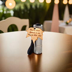 Silver Flashlights With Personalized Wooden Tag