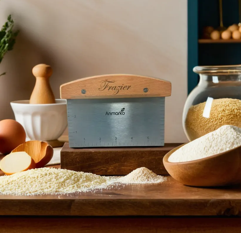 Stainless steel dough cutter with personalized handle