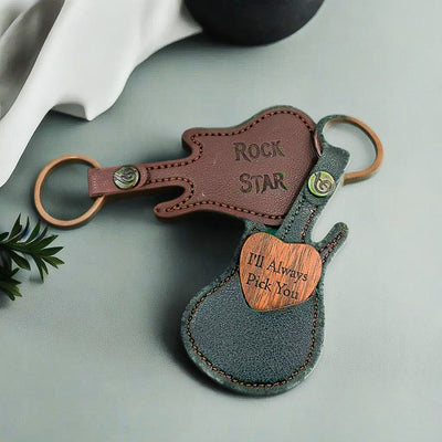 Custom Engraved Heart Shaped Guitar Pick With Guitar Shaped Case
