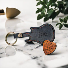 Custom Engraved Heart Shaped Guitar Pick With Guitar Shaped Case