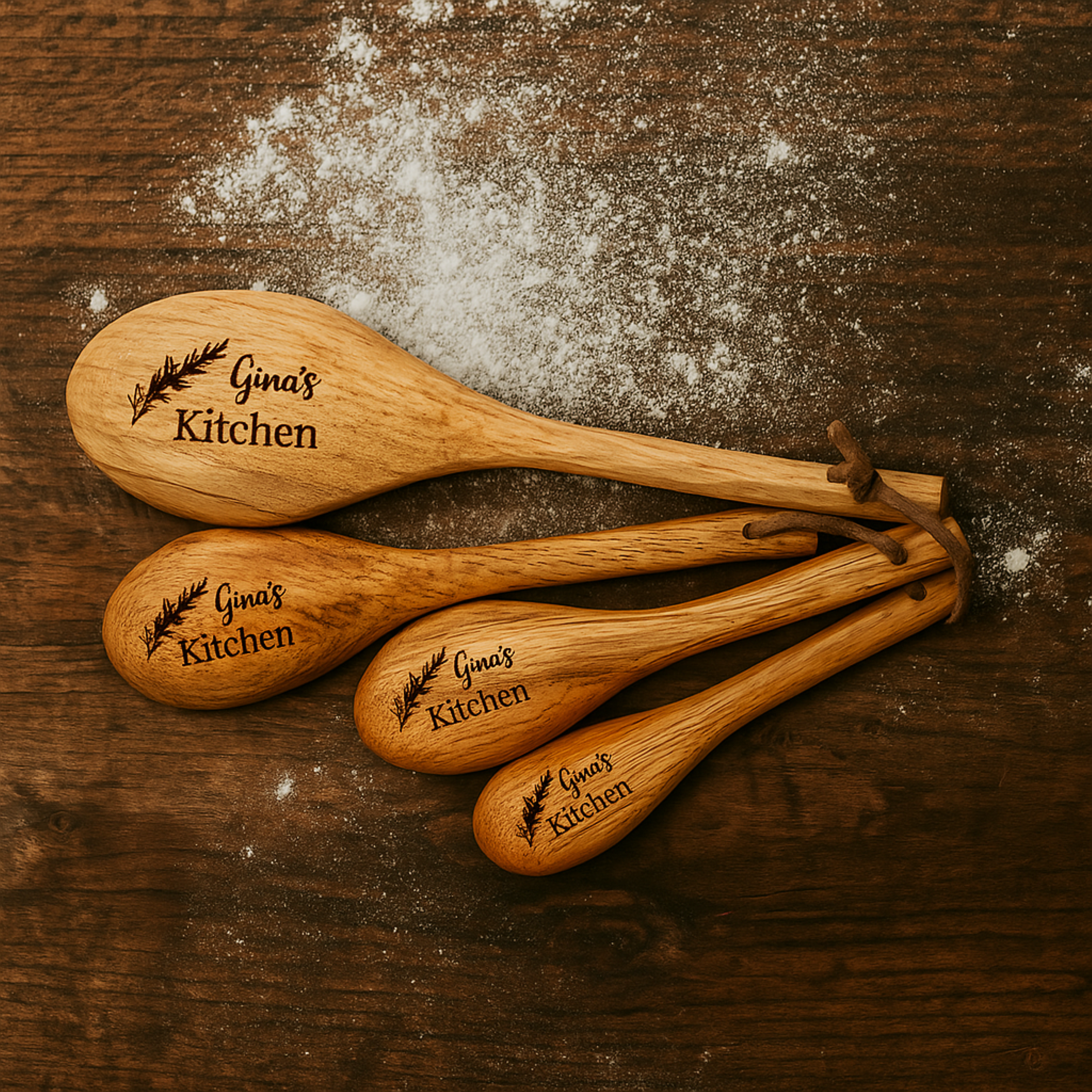 Personalized Wooden Measuring Cups and spoons set