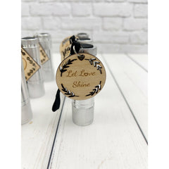 Silver Flashlights With Personalized Wooden Tag