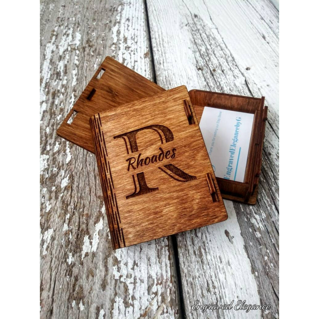Personalized Wood Business Card Box