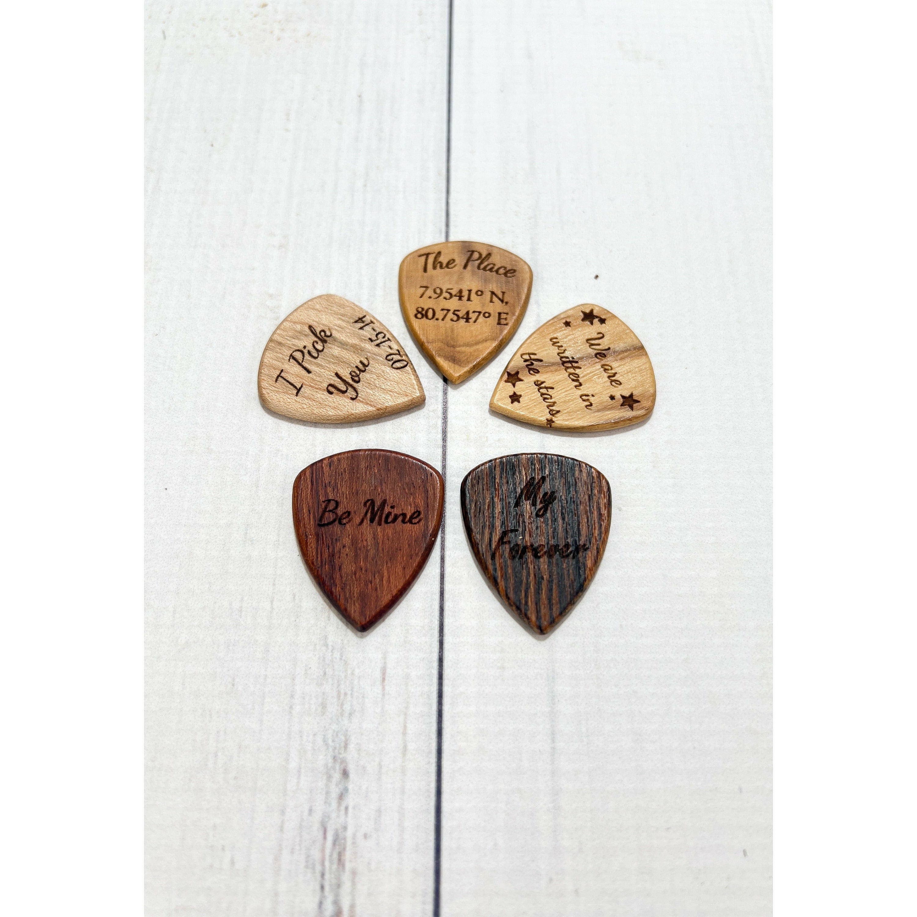 Custom Engraved Wood Guitar Pick