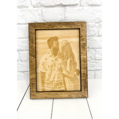 Custom Wood Engraved Photo Portrait With Personalized Frame