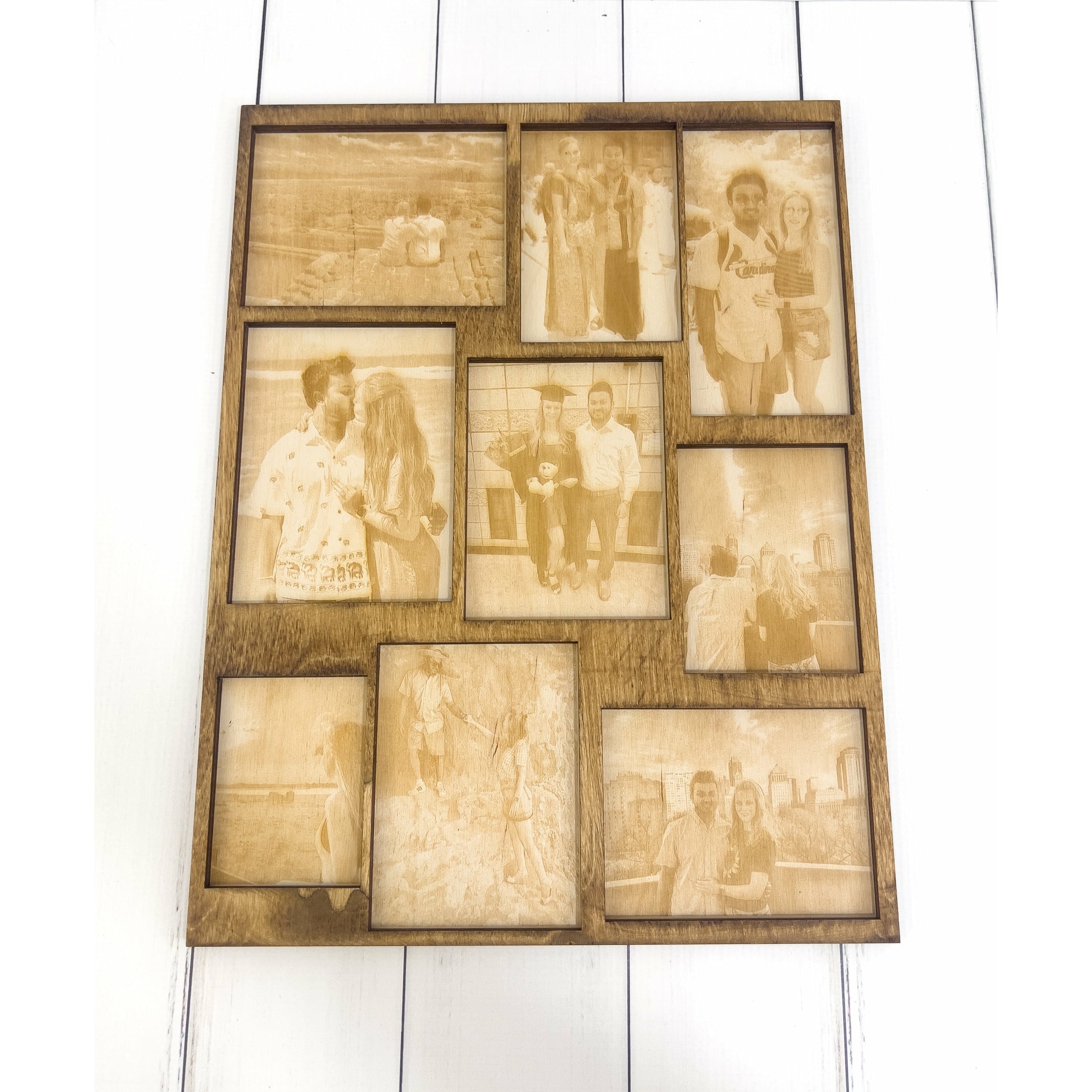 Custom Wood Engraved Photo Collage