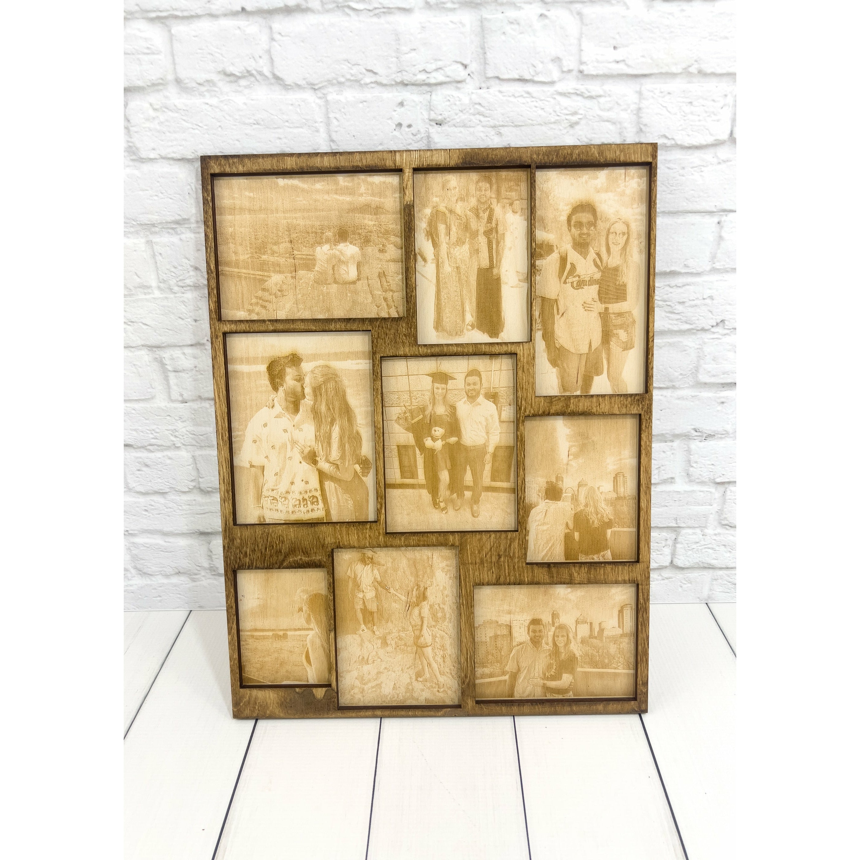 Custom Wood Engraved Photo Collage