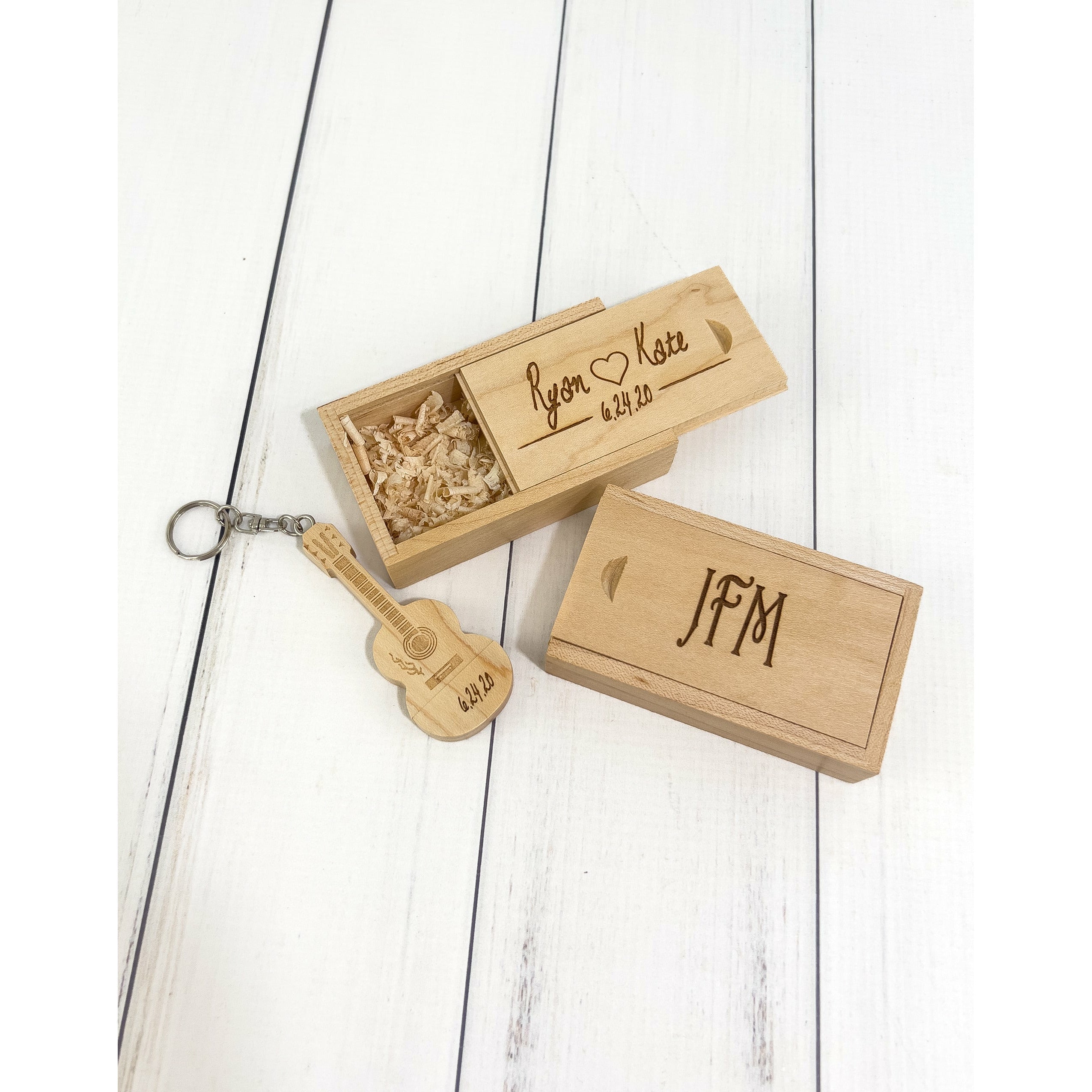 Personalized Wooden Guitar USB With Box